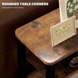 HOMCOM Narrow Side Table with Storage, Bedside End Table, Rustic Brown - thumbnail 5