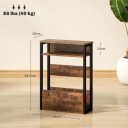 HOMCOM Narrow Side Table with Storage, Bedside End Table, Rustic Brown - thumbnail 3