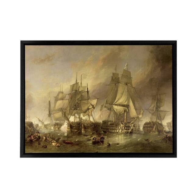 "Artery8 Stanfield The Battle Of Trafalgar Framed Canvas Wall Art Print in Brown - Size: W12"" x H16""" - image 1