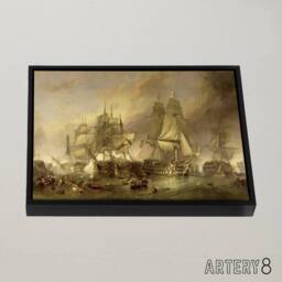 "Artery8 Stanfield The Battle Of Trafalgar Framed Canvas Wall Art Print in Brown - Size: W12"" x H16""" - thumbnail 2