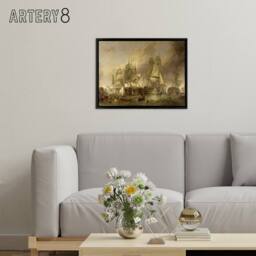 "Artery8 Stanfield The Battle Of Trafalgar Framed Canvas Wall Art Print in Brown - Size: W12"" x H16""" - thumbnail 3
