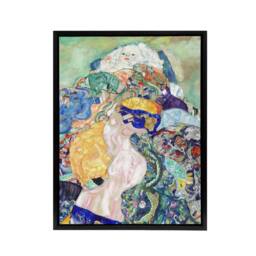 "Artery8 Baby Cradle Colourful Painting Framed Canvas Wall Art Print Gustav Klimt - Size: W12"" x H16""" - thumbnail 1