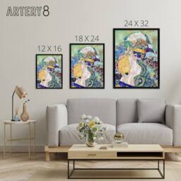 "Artery8 Baby Cradle Colourful Painting Framed Canvas Wall Art Print Gustav Klimt - Size: W12"" x H16""" - thumbnail 4