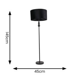 ValueLights Marissa Velvet Drum Shade with Black Stacked Ball Floor Lamp - thumbnail 5