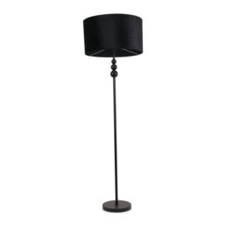 ValueLights Marissa Velvet Drum Shade with Black Stacked Ball Floor Lamp - thumbnail 2