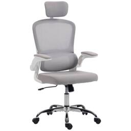 HOMCOM High Back Mesh Computer Desk Chair with Lumbar Support, Grey - thumbnail 2