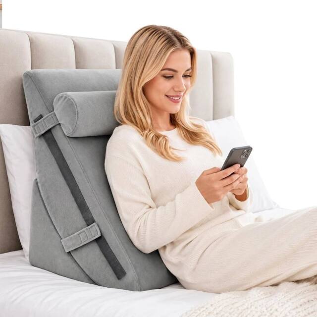 SPETLEK 3 Pack Adjustable Foam Bed Wedge Pillows Grey - Size: Cot - image 1