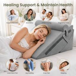 SPETLEK 3 Pack Adjustable Foam Bed Wedge Pillows Grey - Size: Cot - thumbnail 5