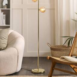 Wyld and Coco 3-Shade Floor Lamp - Gold Steel with Smoked Glass Shades