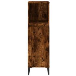 Berkfield Home Bathroom Cabinet Smoked Oak 30x30x100 cm Engineered Wood in Brown - Size: 30 x 30 x 100 cm - thumbnail 7