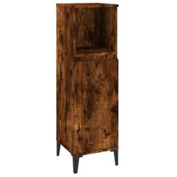 Berkfield Home Bathroom Cabinet Smoked Oak 30x30x100 cm Engineered Wood in Brown - Size: 30 x 30 x 100 cm