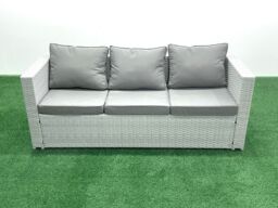 Fimous Rattan Garden Furniture Dining Set 11 Seater Lounge Sofa Chair Dining Table Set with 4 Footstools Side Table Light Grey Mixed - thumbnail 4