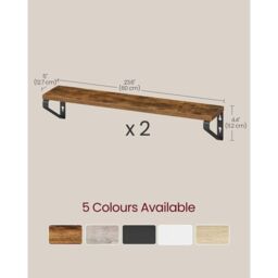 SONGMICS Set of 2 Wall Shelves Floating Shelf 2 Mounting Ways Rack in Brown - thumbnail 3
