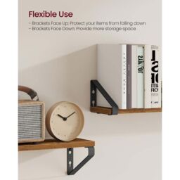 SONGMICS Set of 2 Wall Shelves Floating Shelf 2 Mounting Ways Rack in Brown - thumbnail 5