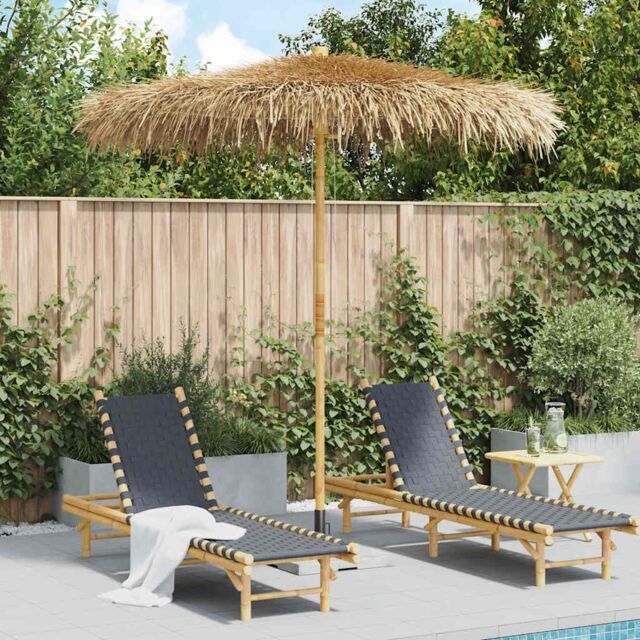 Berkfield Home Tiki Umbrella with Banana Leaf Canopy 240 cm Bamboo - image 1