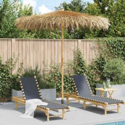 Berkfield Home Tiki Umbrella with Banana Leaf Canopy 240 cm Bamboo - thumbnail 1