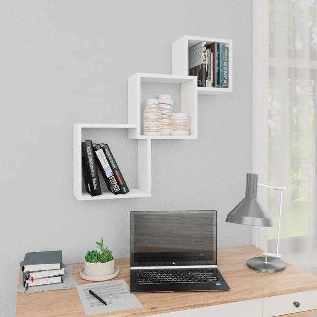 Berkfield Home Cube Wall Shelf White 68x15x68 cm Engineered Wood - Size: 68 x 15 x 68 cm - image 1
