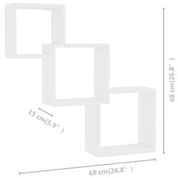 Berkfield Home Cube Wall Shelf White 68x15x68 cm Engineered Wood - Size: 68 x 15 x 68 cm - thumbnail 6