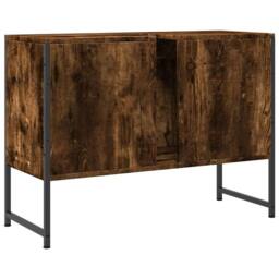 Berkfield Home Bathroom Sink Cabinet Smoked Oak 80x33x60 cm Engineered Wood in Brown - Size: 80 x 33 x 60 cm - thumbnail 8