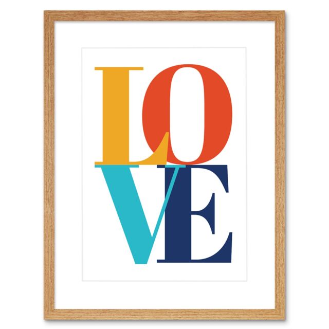 "Artery8 Wall Art Print Typography Love Letters Stylish Framed in Beige - Size: W7"" x H9""" - image 1