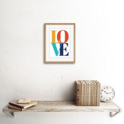 "Artery8 Wall Art Print Typography Love Letters Stylish Framed in Beige - Size: W7"" x H9""" - thumbnail 2