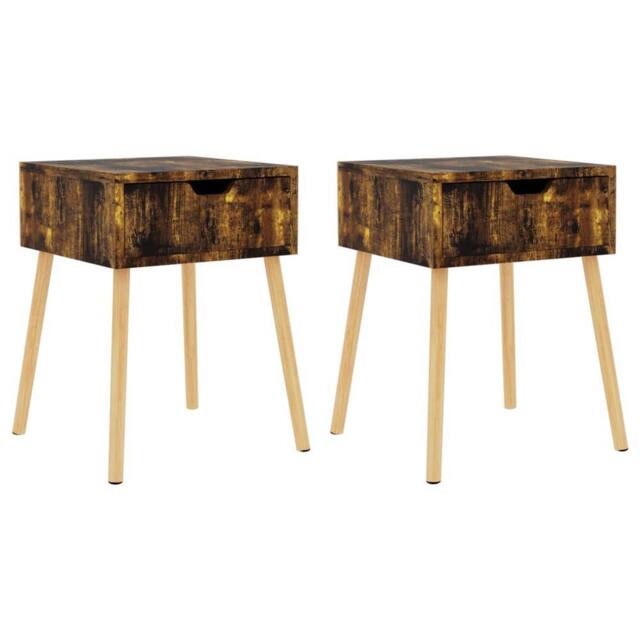 Berkfield Home Bedside Cabinets 2 pcs Smoked Oak 40x40x56 cm Engineered Wood in Brown - Size: 40 x 40 x 56 cm - image 1