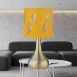 First Choice Lighting Romana - Antique Brass Touch Operated Table Lamp with Ochre Fern Shade in Bronze - thumbnail 3