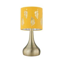 First Choice Lighting Romana - Antique Brass Touch Operated Table Lamp with Ochre Fern Shade in Bronze - thumbnail 2
