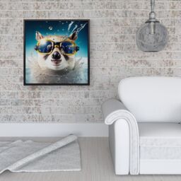 "Warren Reed - Designer Dormouse With Glasses Splashart Framed Canvas in Black - Size: W16"" x H16""" - thumbnail 2