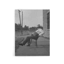 "Artery8 Oklahoma Sheriff in front of jail Lange Canvas Wall Art Print in Grey - Size: W12"" x H16""" - thumbnail 1