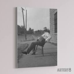"Artery8 Oklahoma Sheriff in front of jail Lange Canvas Wall Art Print in Grey - Size: W12"" x H16""" - thumbnail 2