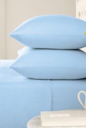 Helena Springfield 'Hs Brushed Cotton' Flat Sheet in Blue - Size: Double Flat - thumbnail 2