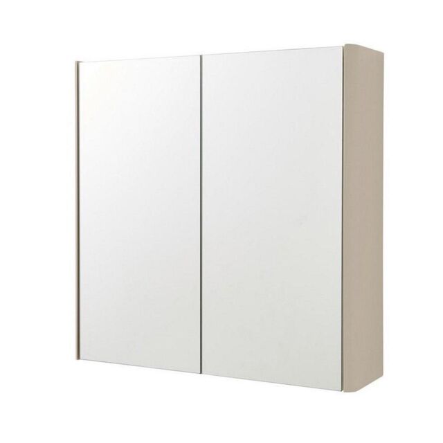 Clifton Cashmere 2-Door Mirror Bathroom Cabinet 60cm H x 60cm W in Pale Grey - Size: 60 cm H x 60 cm W - image 1