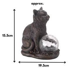 Marco Paul 2 Pack of Resin Cat Solar Powered Garden Ornament with Crystal Ball 15cm - thumbnail 4