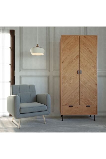 Seconique Leon 2 Door 1 Drawer Wardrobe in Natural - image 1