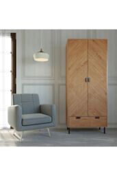 Seconique Leon 2 Door 1 Drawer Wardrobe in Natural - thumbnail 1