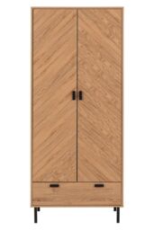Seconique Leon 2 Door 1 Drawer Wardrobe in Natural - thumbnail 3