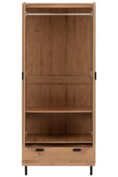 Seconique Leon 2 Door 1 Drawer Wardrobe in Natural - thumbnail 4