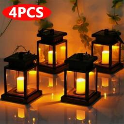 Havendro 4Pcs Solar LED Lantern Lights Waterproof Lawn Garden UK in Black - thumbnail 3