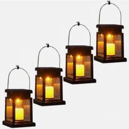 Havendro 4Pcs Solar LED Lantern Lights Waterproof Lawn Garden UK in Black - thumbnail 1