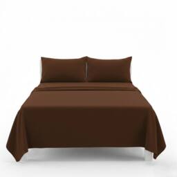 Snug City Easy Care Flat Bed Sheet Polycotton Durable Low Maintenance Bedding in Brown - Size: Super King - thumbnail 2