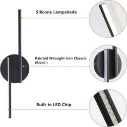 Goeco Wall Light Black Indoor 16 W Modern LED Wall Lamp 3000K Warm Light - thumbnail 7