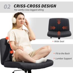 HOMCOM Linen Criss Cross Legged Office Chair with Tilt Function in Black - thumbnail 6