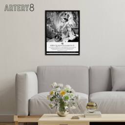 "Artery8 HRH Queen Elizabeth II Coronation Framed Canvas Wall Art Print in Grey - Size: W12"" x H16""" - thumbnail 3