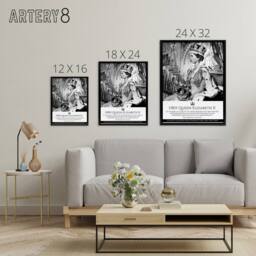 "Artery8 HRH Queen Elizabeth II Coronation Framed Canvas Wall Art Print in Grey - Size: W12"" x H16""" - thumbnail 4