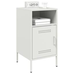 Berkfield Home Sturdy Bedside Cabinet White 36x39x68 cm Steel - Size: 36 x 39 x 68 cm - thumbnail 5