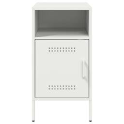 Berkfield Home Sturdy Bedside Cabinet White 36x39x68 cm Steel - Size: 36 x 39 x 68 cm - thumbnail 6