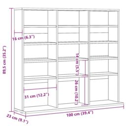 Berkfield Home CD Cabinet Old Wood 100x23x89.5 cm Engineered Wood in Brown - thumbnail 9