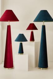 ValueLights Martha Conical Lamp Shade Velvet Boucle Full Fabric Table Lamp in Burgundy - thumbnail 8