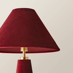 ValueLights Martha Conical Lamp Shade Velvet Boucle Full Fabric Table Lamp in Burgundy - thumbnail 4